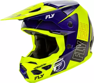 Fly Racing Adult Kinetic Rally Hi-Vis/Blue/Black Offroad Helmet - Picture 1 of 4
