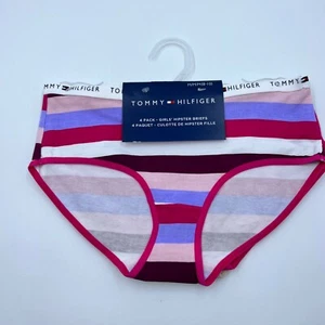 Tommy Hilfiger 4 Pack Girls Hipster Briefs Stripe Star Solid Size Extra Large - Picture 1 of 8