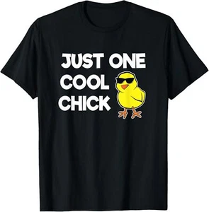 Just One Cool Chick Shirt Women Girls Funny Chick Easter T-Shirt Hoodie - Picture 1 of 17