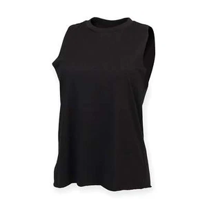 Sf High Neck Vest Women Stretch Ribbed Raw Edge Slash Armholes Modern Style - Picture 1 of 22