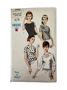 Vintage Sewing Pattern Vogue 6910 Womens Size 14 Top FF - Picture 1 of 3