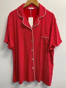 Ekouaer Women's Size XXL Red Polka Dot Pajama Top Sleep Shirt - Picture 1 of 5