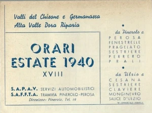 Orario 1940 da e per Pinerolo (Torino) Perosa Sestriere Ulzio Monginevro SAPAV  - Picture 1 of 3