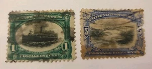 USA 1901 Pan America Issue 1c, 5c Niagra Falls, Steamship used - Picture 1 of 1