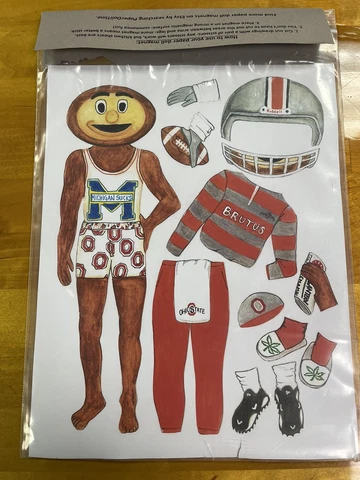 Ohio State Buckeyes Brutus Magnetic Paper Doll Vinyl Sheet Magnetic 8.5"x11" VGC Cover