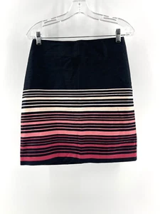 Ann Taylor Loft Outlet Women's Black Pink Striped Lined Stretch Skirt Size 2 - Picture 1 of 12