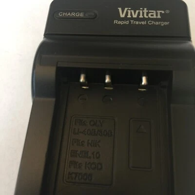 VIVITAR RAPID TRAVEL CHARGER BATTERY AC WALL DC CAR CHARGER OLYMPUS VIV-QCB-906  - Image 1 of 4