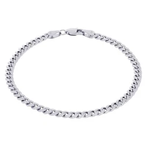 10K White Gold 3.5mm Miami Cuban Chain Bracelet Mens Women 7" 7.5" 8" 8.5" 9" - Picture 1 of 72
