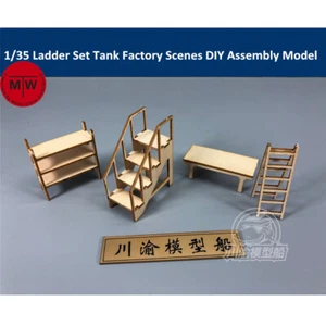 Juego de escaleras 1/35 tanque fábrica garaje taller reparación escenas hágalo usted mismo modelo de montaje de madera - Imagen 1 de 4