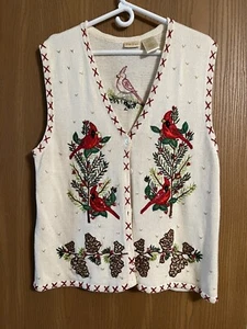 Cardinal  Holiday Sweater Best Bobbie Brooks XL 16 18 Sleeveless - Picture 1 of 12
