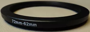 72mm to 62mm Step Down Lens Filter Ring Metal DSLR SLR Digital Camera Adapter - Picture 1 of 3