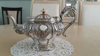 Silver Teapot 1800s Stamped - Antique Very Ornate - Image 1 of 4