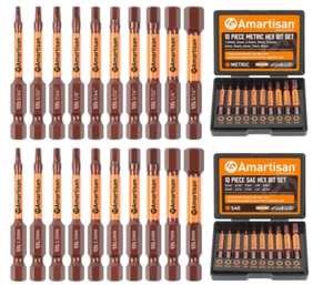 20-Piece Hex Head Allen Wrench Drill Bit Set, Metric & SAE, Magnetic Tips - Picture 1 of 24