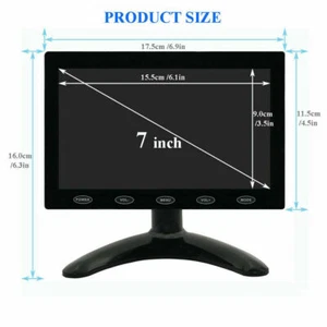 Dual HDMI 7" LCD CCTV USB Power HD PC Monitor Screen AV/RCA/VGA/SD for DSLR - Picture 1 of 12
