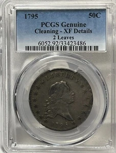 1795 Flowing Hair Half Dollar PCGS Genuine Cleaning XF Details 2 Leaves - Picture 1 of 8