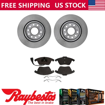 Front Brake Rotors + Ceramic Brake Pads & Hardware For 2011 Audi A3 Quattro - Image 1 of 4