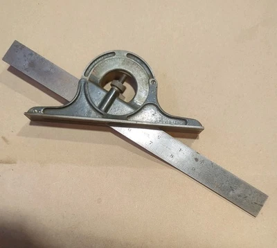 Lufkin Protractor Head and #4 12" lufkin Blade scale Rule NICE! - Image 1 of 4