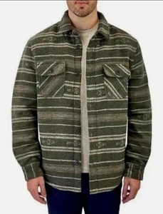 Camisa Chaqueta Jachs New York Chaqueta Mezcla Lana Imitación Piel Forrada Verde Mediana - Imagen 1 de 10