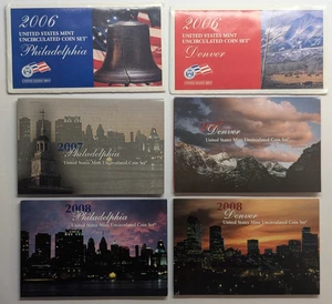 2006, 2007, 2008 P & D U.S. Mint Uncirculated Coin Sets Cu-Bi-Zn Clad OGP & COA - Picture 1 of 7