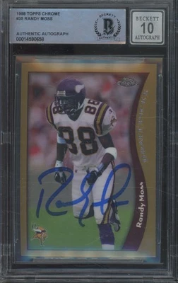 1998 Topps Chrome #35 Randy Moss Autograph RC Rookie BAS BGS Beckett 10 Auto - Image 1 of 2