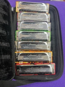Hohner Special 20 Custom Harmonica 7 Piece Set W/ Blue Moon Combs & Custom Setup - Picture 1 of 5