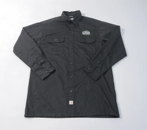 Camisa de Trabajo Carhartt Para Hombres Grande Negra Abotonada Calce Relajado Parche de Elaboración Elíseo - Imagen 1 de 10