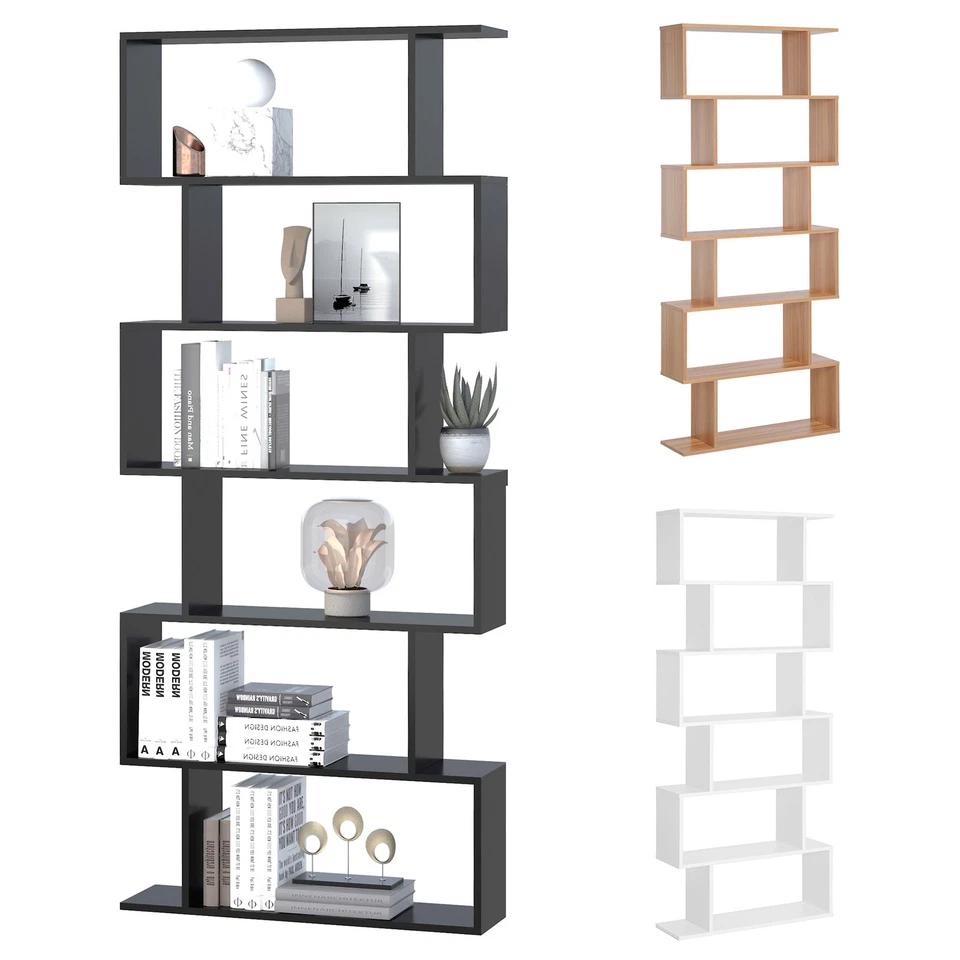 HOMCOM Libreria Moderna in Legno con 6 Ripiani per Casa e Ufficio - Immagine 1 di 1