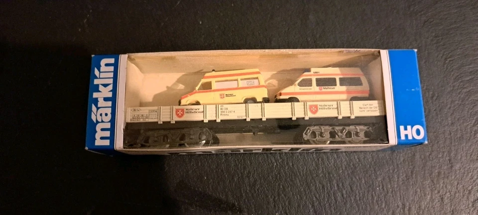 Märklin Niederbordwagen Rlmms der Deutschen Bundesbahn, H0 Spur - 160mm (4473)