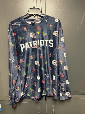 New England Patriots Manga Larga Vacaciones Ropa de Dormir Camisa Grande NFL Navidad Nueva Foto 1 de 4