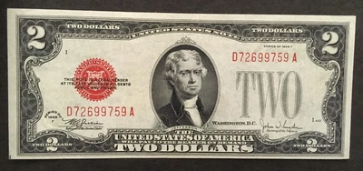 FR 1507 $2.00 Note Red Seal Series 1928 F uncirculated fresh DA Block - Image 1 of 2