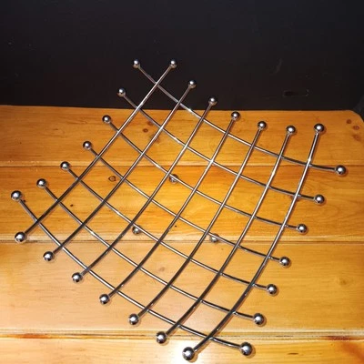 MCM银色镀铬弧形原子风格网格金属中心件/水果碗 — 第 1/4 张图片