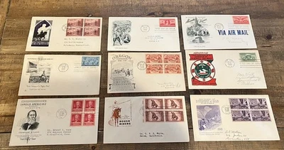 First Day Of Issue STAMPS LOT OF 9 - All from  1940’s - Image 1 of 4