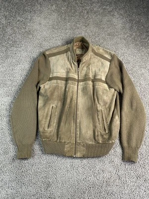 Chaqueta DE COLECCIÓN Oakton Ltd Para Hombre Grande Marrón Gamuza Cuero Bombardero Tejida Corea Años 90 Foto 1 de 4