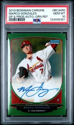 2013 Bowman Chrome Marco Gonalez RC Green Refractor Auto PSA 10 Jersey # /75 - Image 1 of 2