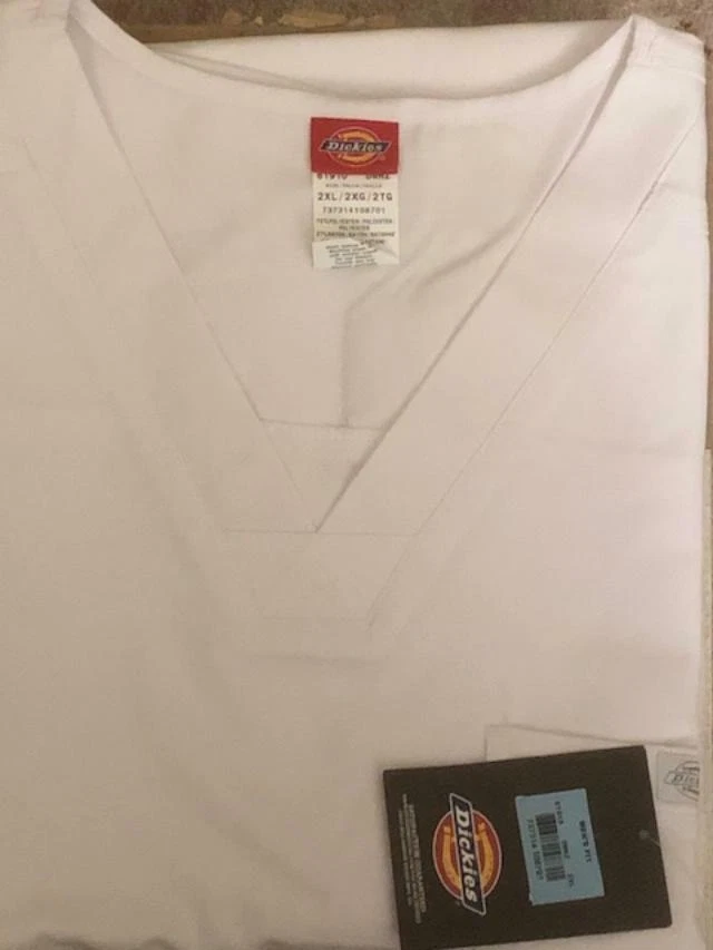Scrubs Men's Dickies Xtreme Stretch V-Neck Top 81910 White Size 2XL - Image 1 of 1