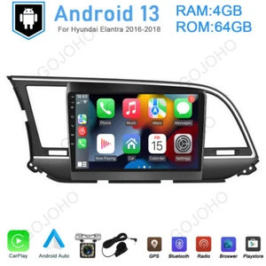 4+64GB ANDROID 13 CAR RADIO STEREO APPLE CARPLAY FOR HYUNDAI ELANTRA 2016-2018 - Picture 1 of 20