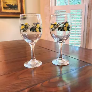 Vintage Royal Norfolk Lemon Wine Glass Glassware Yellow Green Stemware Summer - Picture 1 of 6
