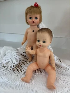 Horsman Sculpted Hair Baby Doll 12” & Rubber Bath Doll Lot Of 2 Vintage Toy Inc. - Picture 1 of 11