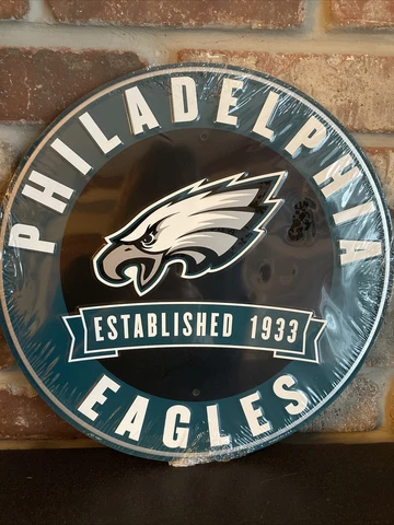 Philadelphia Eagles NFL 12" Round Metal Embossed Sign Gym Garage Mancave SheShed Cover