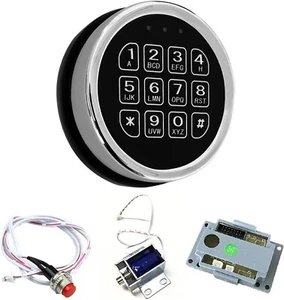 Gun Safe Lock Replacement With Chrome Keypad Solenoid Safe Electronic Lock - Picture 1 of 4