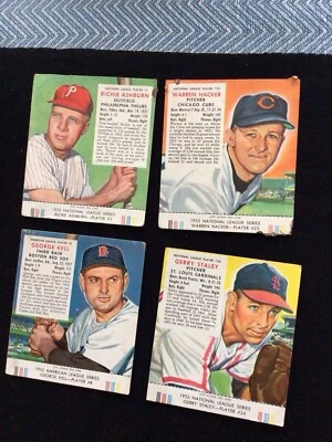 4 1953 Red Man Baseball Cards With Tags - Image 1 of 4