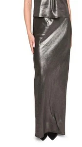 WAYF Selena stunning metallic gunmetal maxi skirt NWOT - Picture 1 of 4