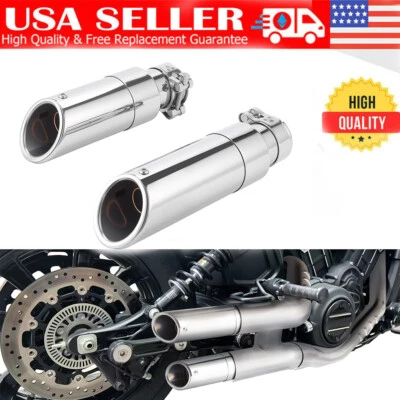 2x Tubo de escape Shorty GP cromado para Indian Scout Sixty Bobber 2015-2025 Foto 1 de 4