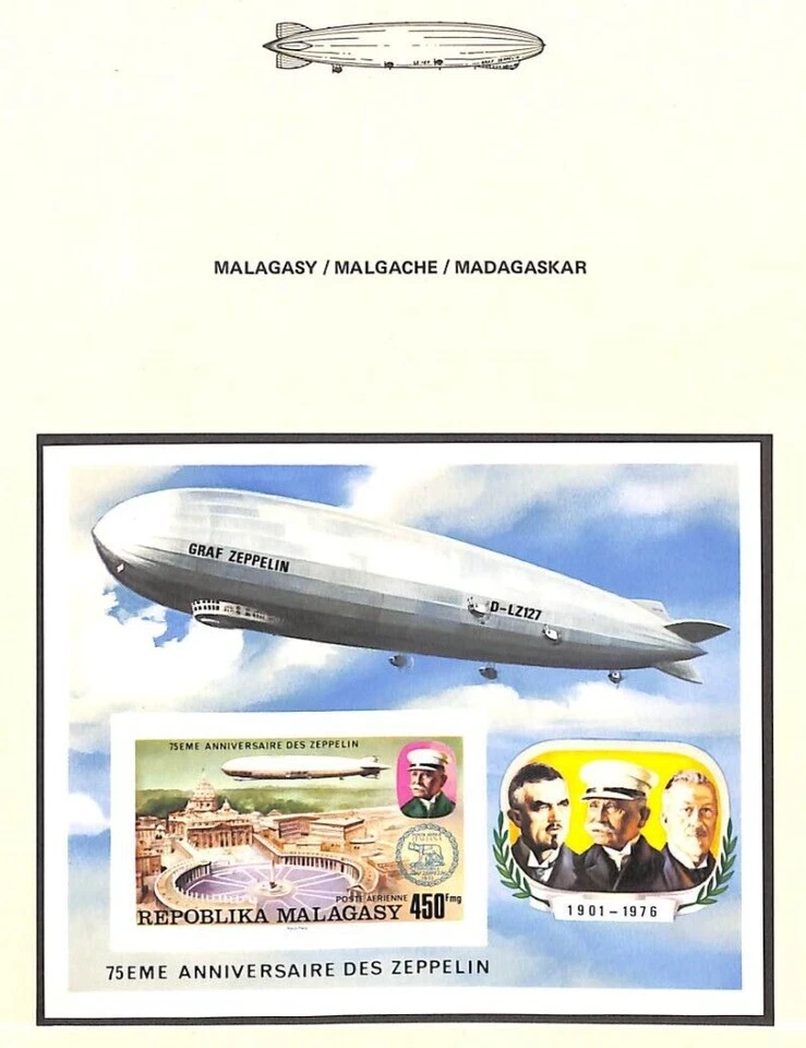 9. Madagascar 1976 Airmail - The 75th Anniversary of the Zeppelin Airships - Image 1 of 1