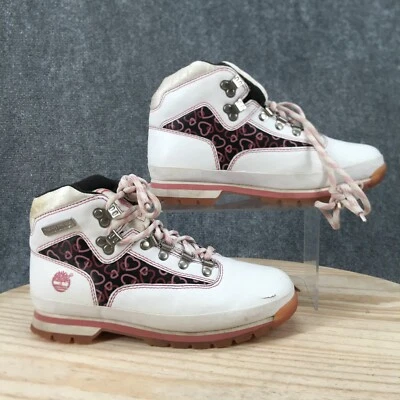 Timberland Botas Mujer 8.5 M Euro Senderista Botín Cuero Blanco Con Cordones Tobillo Top Foto 1 de 4