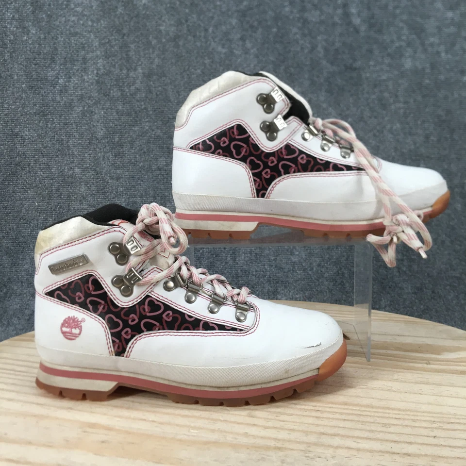 Timberland Boots Womens 8.5 M Euro Hiker Bootie White Leather Lace Up Ankle Top - Image 1 of 4