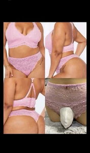30-43 XL/1X SAVAGEFenty Pink Lace Thong Trans Women Men Sexy Pouch Panties Sissy - Picture 1 of 8
