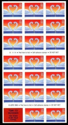 US Stamp Scott #3124a Wedding Love Swans 55 Cents, 10 Panes of 20 (200pc) - Image 1 of 2