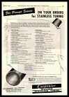 1946 The Carpenter Steel Company Kenilworth New Jersey Stainless Tubing Print Ad