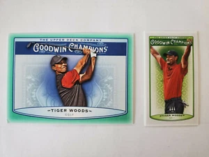 2019 UD Goodwin Champions Tiger Woods Green Horizontal and MINI Vertical -2cards - Picture 1 of 3